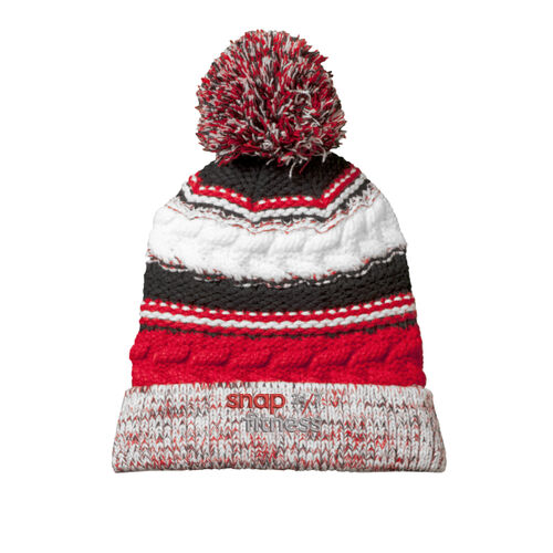 Snap Fitness - 12 Inch Knit Beanie - Red/Grey - Pom Pom Team Beanie Thumbnail